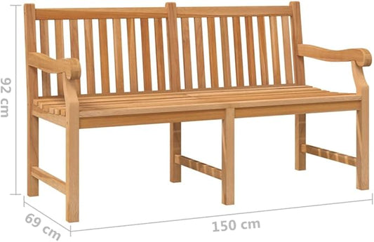 Heavy Duty Solid Teak Wood Garden Bench Light Brown Vintage Style Outdoor Seating for Patio Rustic Charm Weather Resistant Durable Construction