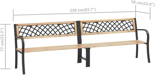 Natural Wood Outdoor Garden Bench Chinese Fir Sturdy Frame 93.7in Rectangular Brown for Patio Porch Backyard Seating