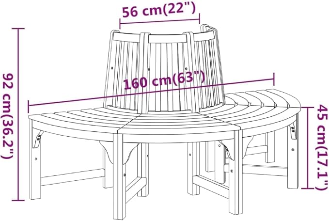 BOWERY HILL Half Round Solid Eucalyptus Wood Tree Bench, Reddish Brown Oil Finish, Circular Outdoor Garden Bench for 3 People, Weather Resistant Patio Seating with Rustic Design, 63 x 31.5 x 36.2 in