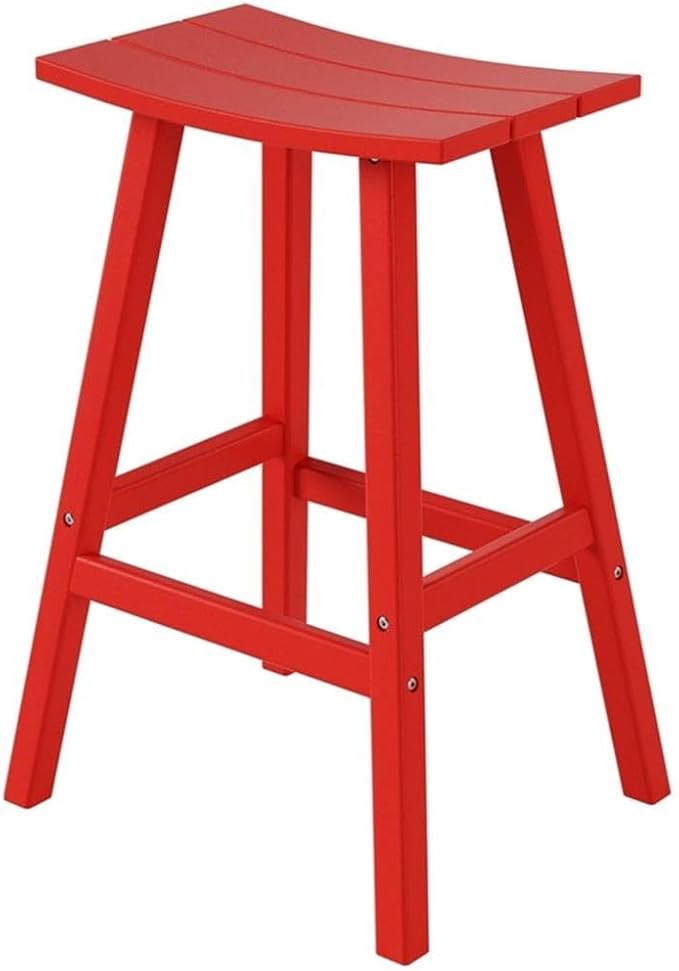 Costaelm All-Weather Outdoor Bar Stools, 29" Height Patio Stools & Bar Chairs, Adirondack Poly Patio Bar Stool for Patio, Deck, Kitchen Counter and Garden, Red