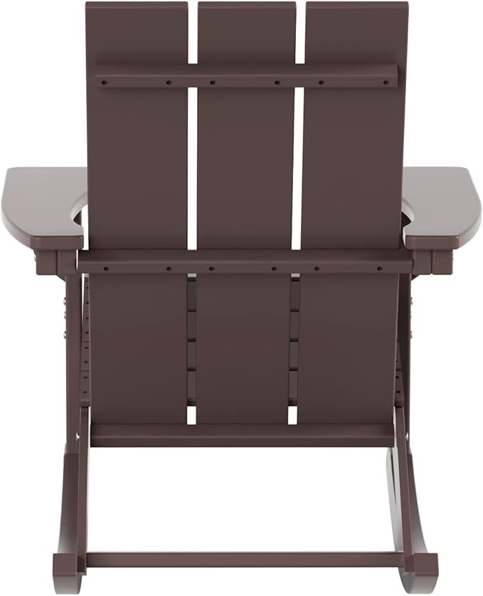 WO WESTIN OUTDOOR HDPE Shoreside Modern Rocking Poly Adirondack Chair (Set of 2),Dark Brown