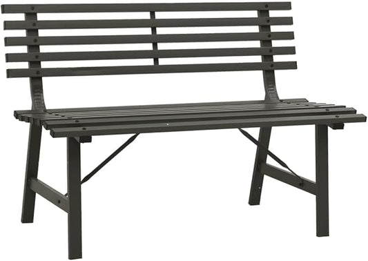 Outdoor Patio Bench, Metal Garden Bench with Backrest, Steel Park Bench Patio Furniture for Porch, Park, Yard, 43.3" x 23.2" x 30.1" Black