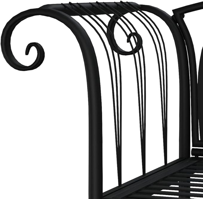 Black Steel Standard Durable Garden Bench 2-Seater for Outdoor Patio Balcony with Weatherproof Powder Coat and Comfortable Seating