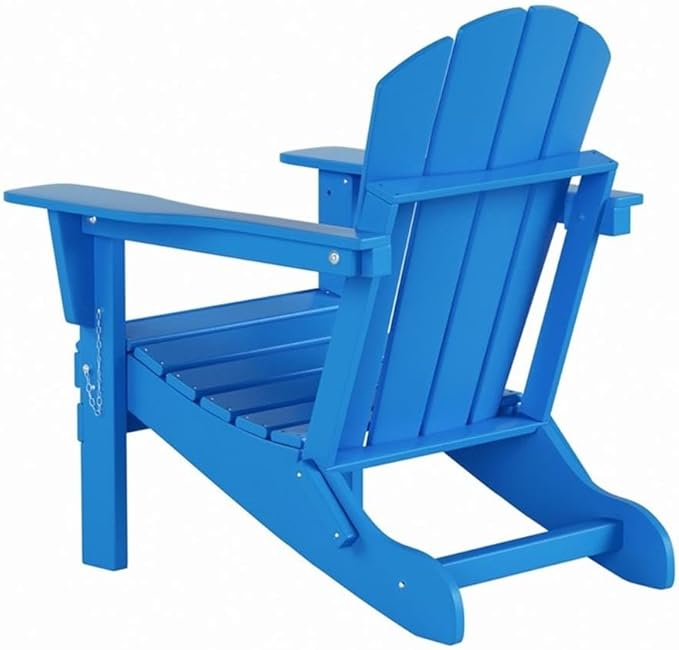 Costaelm Outdoor Folding Chair, Outdoor Seating Folding Firepit Chairs, All Weather Poly Adirondack Chair for Deck Backyard Garden Lawn Pool Patio, Pacific Blue