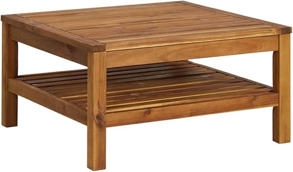Brown Square Acacia Wood Outdoor Coffee Table 25.6x25.6x13.8 in Oiled Finish for Patio Garden Balcony Deck Backyard - Photo 1