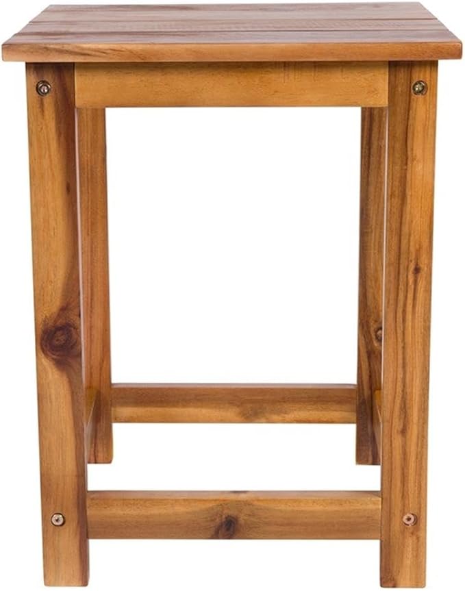Pemberly Row Modern Acacia Wood Outdoor Patio Side Table, Oak Finish, Weather-Resistant Slatted Design, Durable UV-Coated Furniture for Patio, Garden, Living Room, or Bedroom Use