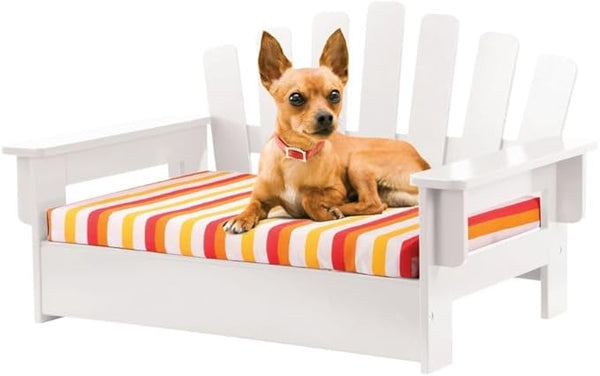 Indoor/Outdoor 22" Wood Adirondack Pet Chair with Cushion - White - Photo 1