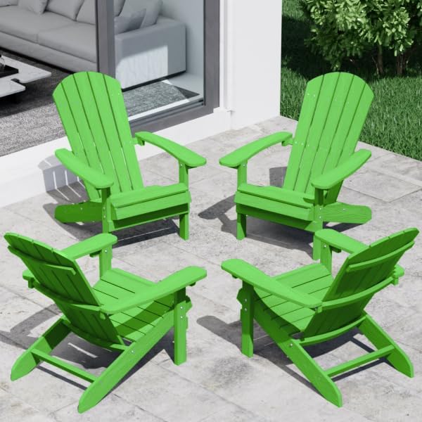 YEFU Adirondack Chairs Set of 4: Outdoor Chair HIPS Plastic Adirondack Chairs - Patio Chairs with Wood Texture - Lawn - Photo 1