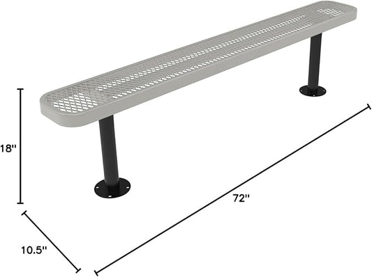 COATEDOUTDOORFURNITURE Heavy-Duty Outdoor Bench Thermoplastic Coated, Expanded Metal, Commercial-Grade Seating, Made in America (Surface Without Back, 6 Ft, Textured Grey)