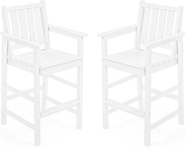 Adirondack Bar Chair Set of 2, HDPE Tall Adirondack Chairs Bar Stools with Footrest, Outdoor Bar Height Stool Chair Set - Photo 1