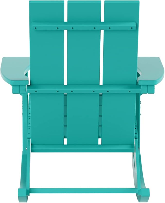 WO WESTIN OUTDOOR HDPE Shoreside Modern Rocking Poly Adirondack Chair (Set of 2),Turquoise