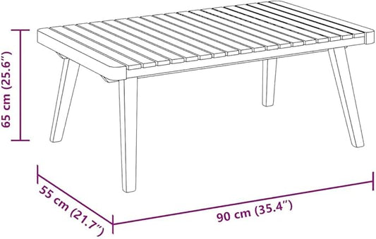 Golden Brown Solid Acacia Wood Garden Coffee Table with Slatted Top for Patio Balcony Indoor Outdoor Use Durable Modern Furniture Centerpiece