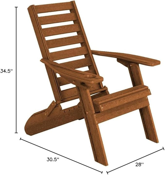 Furniture Barn USA Farmhouse Collection Poly Ladderback Folding Adirondack Chair, Antique Mahogany