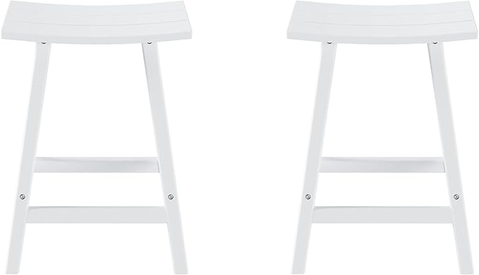 WestinTrends Malibu 2 Piece Set of 24 Height Outdoor/Patio Saddle bar stools, White