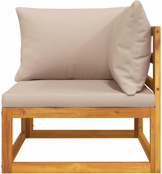 Garden Sofa Set, Taupe Solid Acacia Wood Outdoor Sectional Sofa Units, Modular Seating for Balcony & Backyard