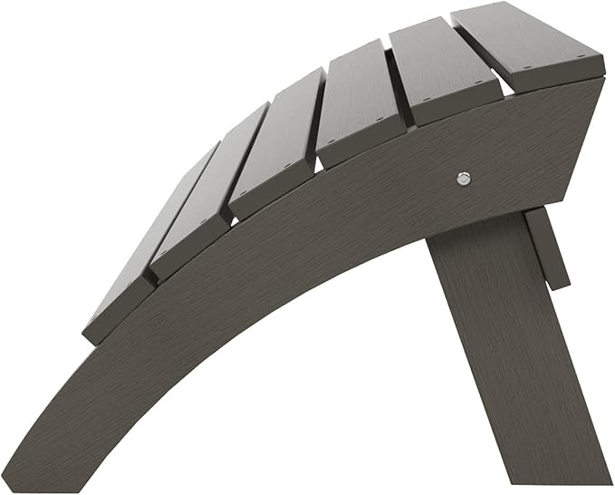 WestinTrends Tuscany Adirondack Ottoman, Real Wood Like Outdoor Ottoman for Patio, All Weather Poly Lumber Folding Ottoman Footrest for Adirondack Chair, Charcoal Gray
