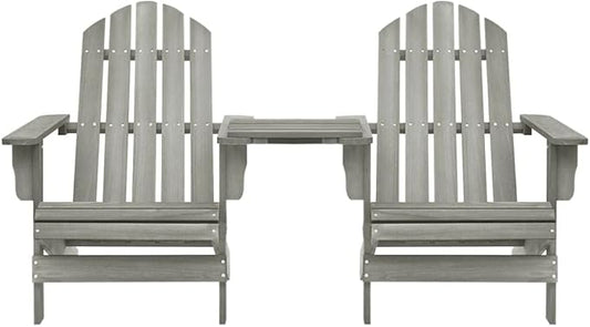 Grey Solid Fir Wood Adirondack Chair for Outdoor Patio Garden Relaxation with Ergonomic Backrest and Wide Armrests, Durable Weather-Resistant Construction, Easy Assembly