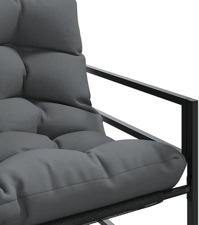 Garden Bench Anthracite, Black Powder-Coated Steel Frame, Textilene Fabric, 2-Seater Outdoor Patio Furniture, Weatherproof Porch Seating, 485 lb Capacity Patio Bench