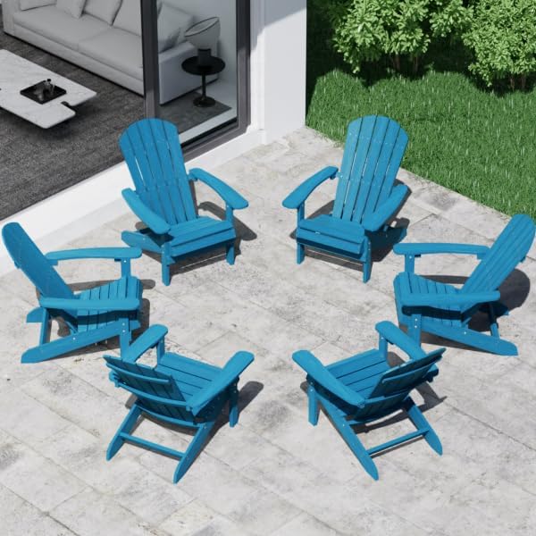 YEFU Adirondack Chairs Set of 6: Outdoor Chair HIPS Plastic Adirondack Chairs - Patio Chairs with Wood Texture - Lawn - Photo 1