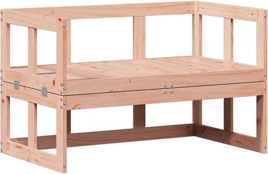 Extendable Garden Bench, Solid Douglas Wood Patio Seating, Adjustable Outdoor Loveseat, Durable Weather-Resistant Bench for Balcony, Porch, Deck, Brown