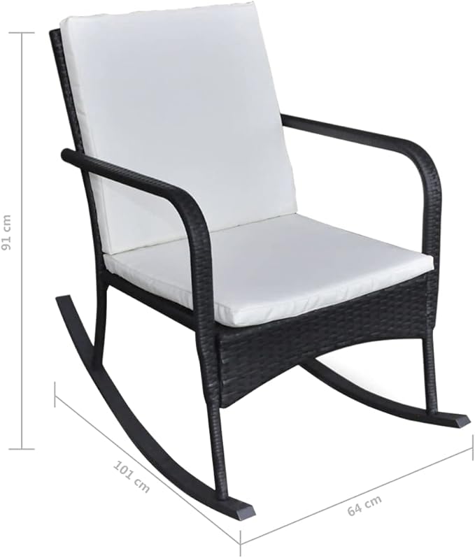 Terrace Garden Outdoor Sun Lounger,Home Lunch Breathable Leisure Chair,Outdoor Rocking Chair Black Poly Rattan