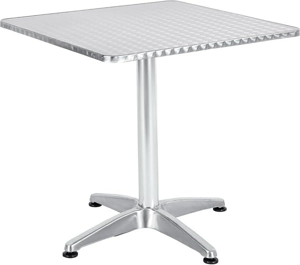 BTEXPERT Indoor Outdoor 27.5" Square Restaurant Table for Patio Stainless Steel Silver Aluminum Furniture with Base - Photo 1