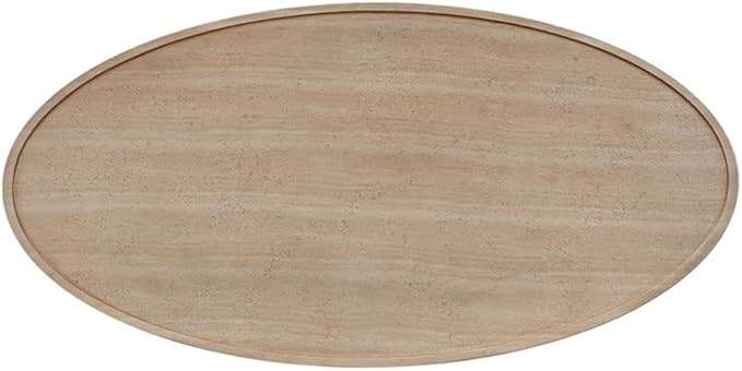 Pemberly Row Eclipse Stone Coffee Table, 47.2" W x 23.8" D x 14" H, Faux Travertine Beige Finish, Handmade Indoor/Outdoor Use, Durable Concrete Base, Textured Design for Living Space or Patio Decor