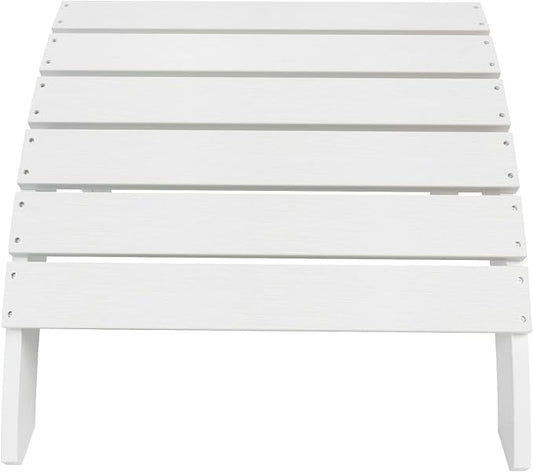 WestinTrends Tuscany Adirondack Ottoman, Real Wood Like Outdoor Ottoman for Patio, All Weather Poly Lumber Folding Ottoman Footrest for Adirondack Chair, White