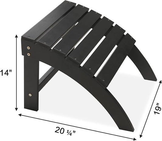 Psilvam Adirondack Ottoman, Adirondack Footstool for Adirondack Chair Weather Resistant Foot Rest for Outdoor Porch, Yard, Garden (Black)