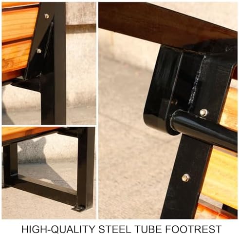 Sturdy Outdoor Bench for 2, Metal Garden Bench with Armrests, Heavy-Duty Support up to 600lbs, Perfect for Porch, Patio, and Garden Decor