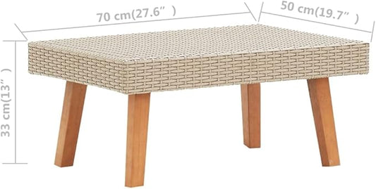 Classic, Simple, PracticalFashion, Trend, Garden Coffee Table Poly Rattan Outdoor Terrace Side Sofa,Patio Coffee Table Poly Rattan Beige
