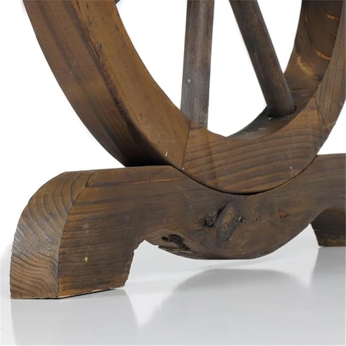 39" Farmhouse Wood Adirondack Chair, Mocha Brown Finish, Solid Construction, Rustic Wheel Detailing, Angled Back for Comfort, Durable Outdoor Patio or Backyard Seating
