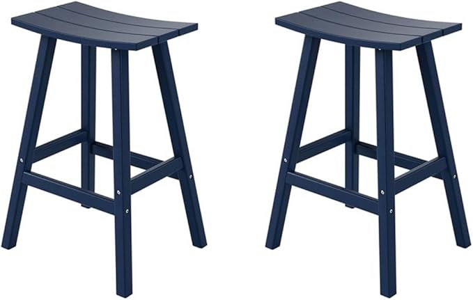 Costaelm All-Weather Bar Stools Set of 2, 29" Height Outdoor Bar Stools, Adirondack Poly Patio Bar Stool for Patio, Deck, Kitchen Counter and Garden,