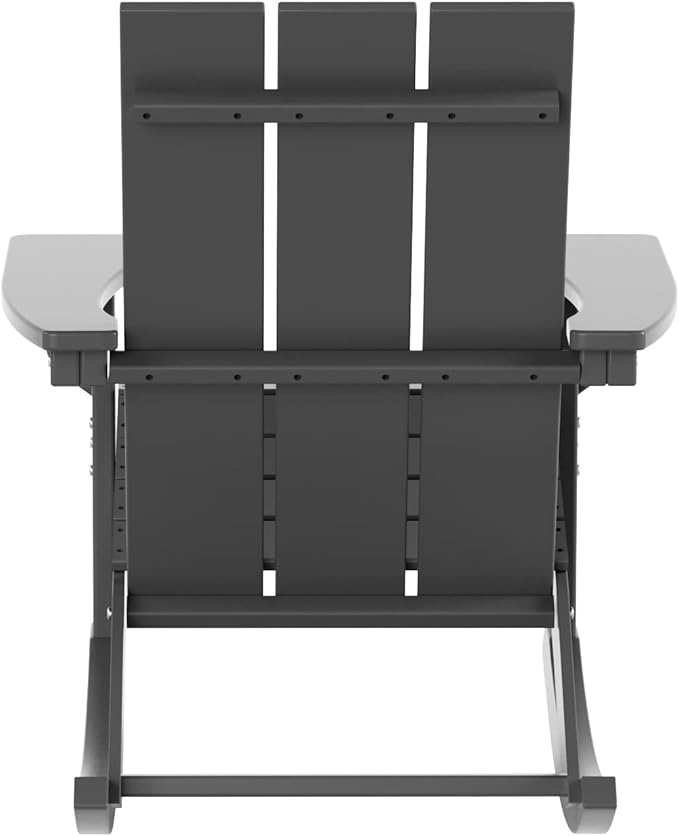 WO WESTIN OUTDOOR HDPE Shoreside Modern Rocking Poly Adirondack Chair (Set of 2),Gray