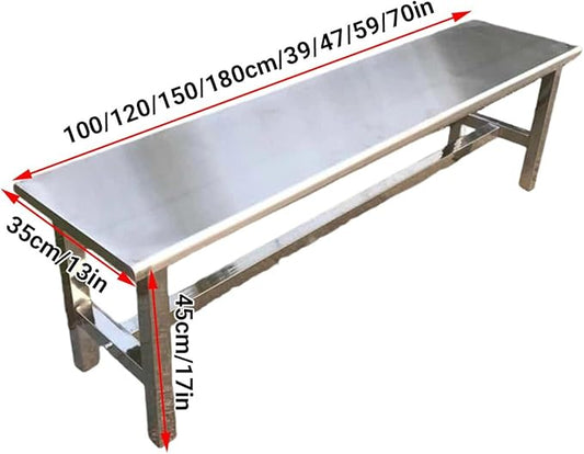 304 Stainless Steel Outdoor Garden Bench Metal Bench for Patio Park Commercial Use 660 Lbs Load-Bearing Capacity(180cm/71in)