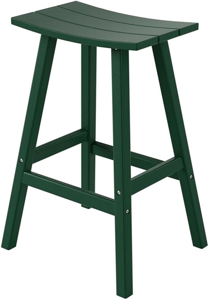 Costaelm All-Weather Outdoor Bar Stools, 29" Height Patio Stools & Bar Chairs, Adirondack Poly Patio Bar Stool for Patio, Deck, Kitchen Counter and Garden, Dark Green
