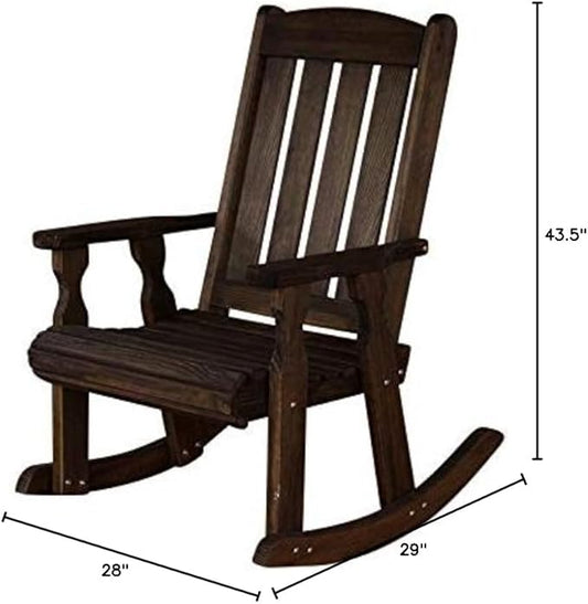 Amish Heavy Duty 600 Lb Mission Pressure Treated Rocking Chair (Dark Walnut Stain)