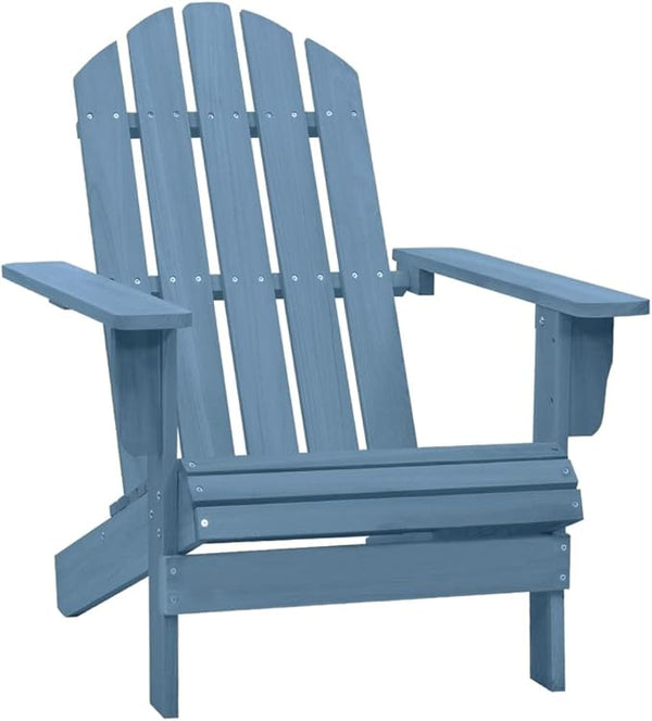 Solid Fir Wood Adirondack Chair Blue Patio Furniture Outdoor Relaxing Lounge Chair for Garden Backyard Poolside - Photo 1