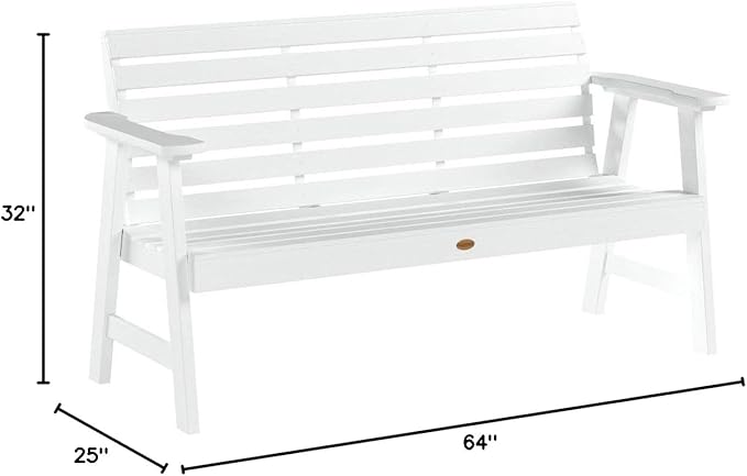 highwood AD-BENW3-WHE Weatherly Garden Bench, 5 Feet, White