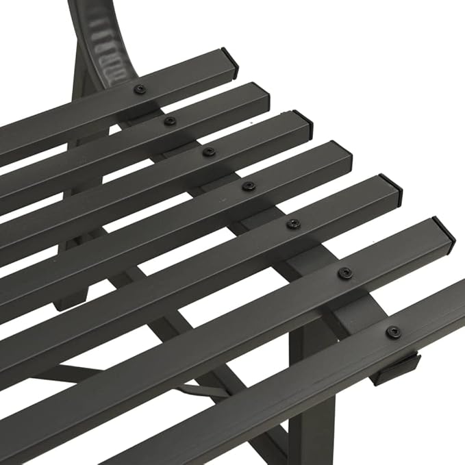 Garden Bench Black Powder-Coated Steel Large Durable Patio Bench Outdoor Benches for Lawn Outdoor