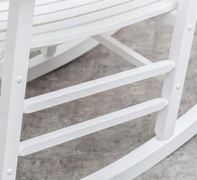 Wood Rocking Chair Porch Rocker Classic Outdoor Patio Outdoor Indoor Furniture for Balcony, Backyard, Garden, Outside, White