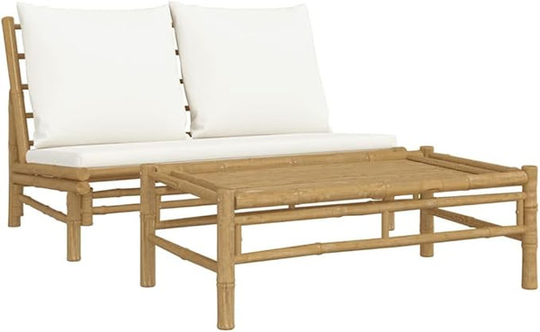 2-Piece Outdoor Lounge Set Cream White - Photo 1
