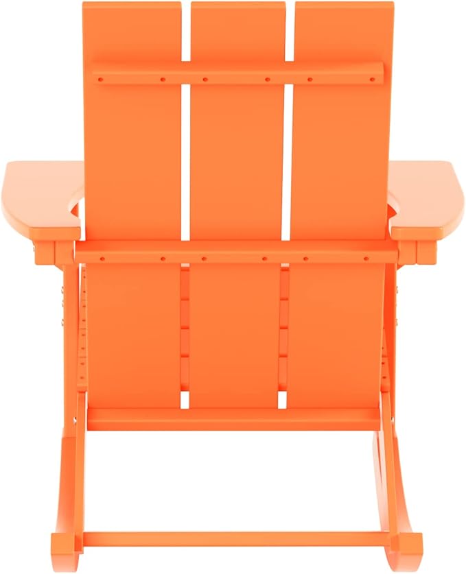 WO WESTIN OUTDOOR HDPE Shoreside Modern Rocking Poly Adirondack Chair (Set of 2),Orange