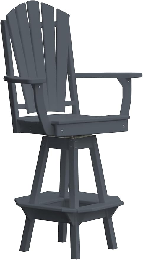 Poly Lumber Adirondack Swivel Bar Chair with Arms, Dark Gray
