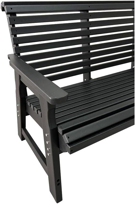 Poly Lumber Outdoor Bench, HDPE All-Weather Bench, Never Rots or Fades, for Patio, Porch, Garden and Park, 700 lbs Weight Capacity (2-Seater, Black)