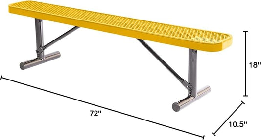 COATEDOUTDOORFURNITURE Heavy-Duty Portable Outdoor Bench Thermoplastic Coated, Expanded Metal, Commercial-Grade Seating, Made in America (Portable Without Back, 6 Ft, Textured Yellow)