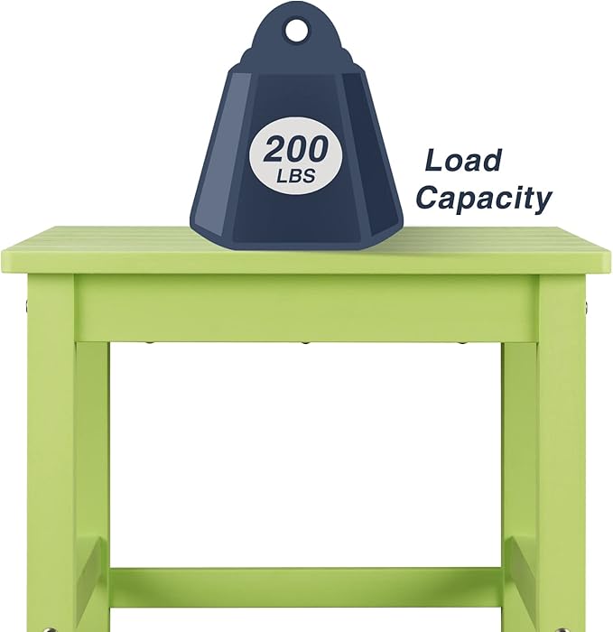 Psilvam Oversized Outdoor Side Table, 19.68" Poly Lumber Adirondack Side Table, Weather Resistant Patio Side Table for Poolside, Garden and Front Porch (Green)