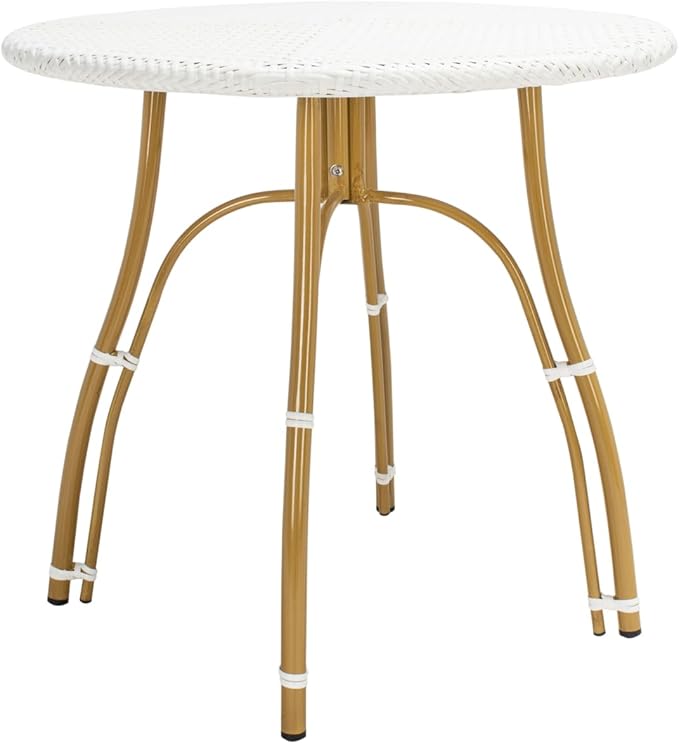 Safavieh PAT4011C Outdoor Kylie White Rattan Bistro Table