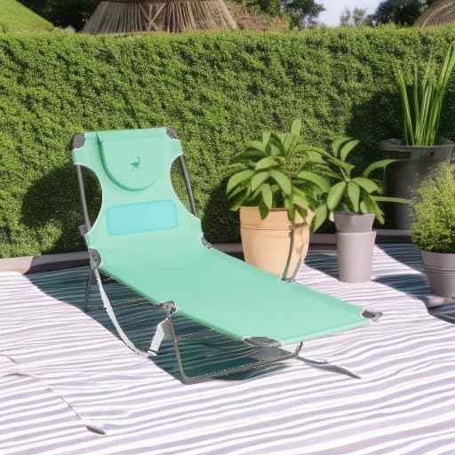 Ostrich the Ladies Comfort Lounger with Chest Support, Foldable and Portable Reclining Outdoor Patio Beach Lawn Camping Pool Tanning Chair, Teal