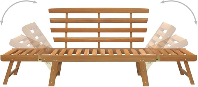Patio Bench, Bench with Backrest, Garden Bench, Park Bench for Patio, Garden, Yard, Lawn,2-in-1 74.8" Solid Acacia Wood